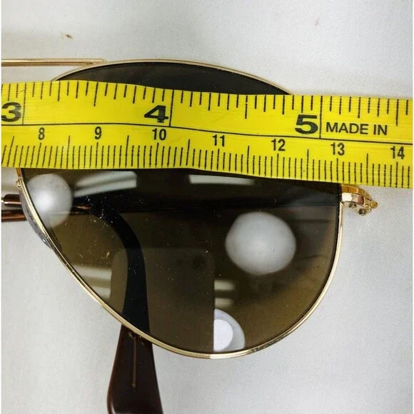 Ray-Ban P Polarized Aviator Sunglasses Vtg Italy Gold Metal Large Oval Preppy - Picture 9 of 16